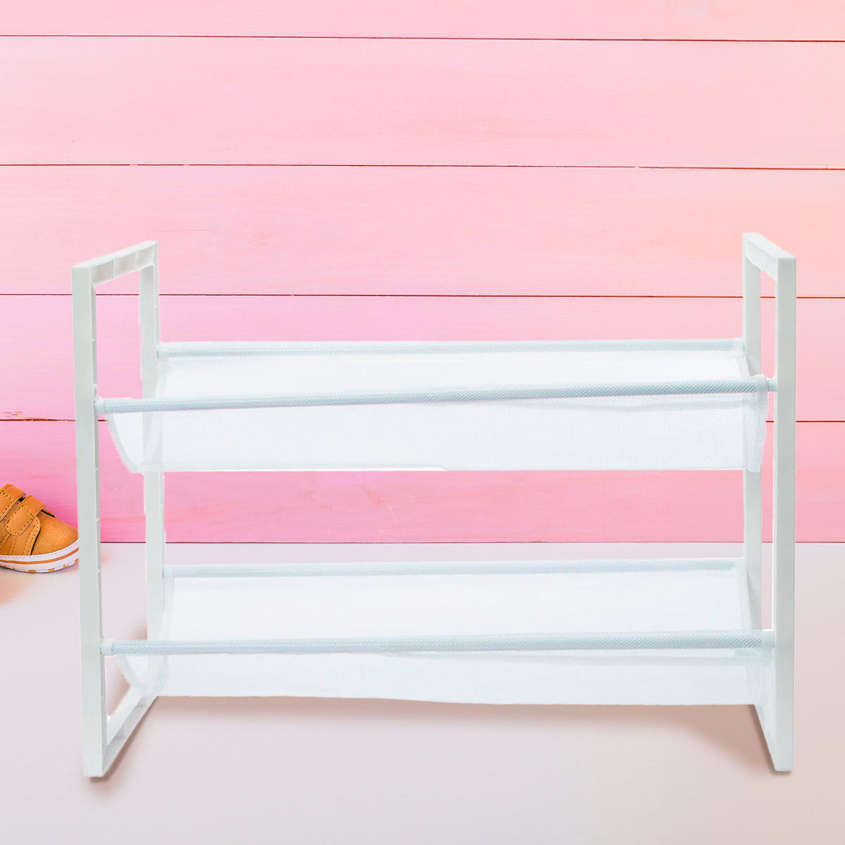 Estante de Almacenamiento de Tela de 2 Niveles, Room2Room, Color Blanco