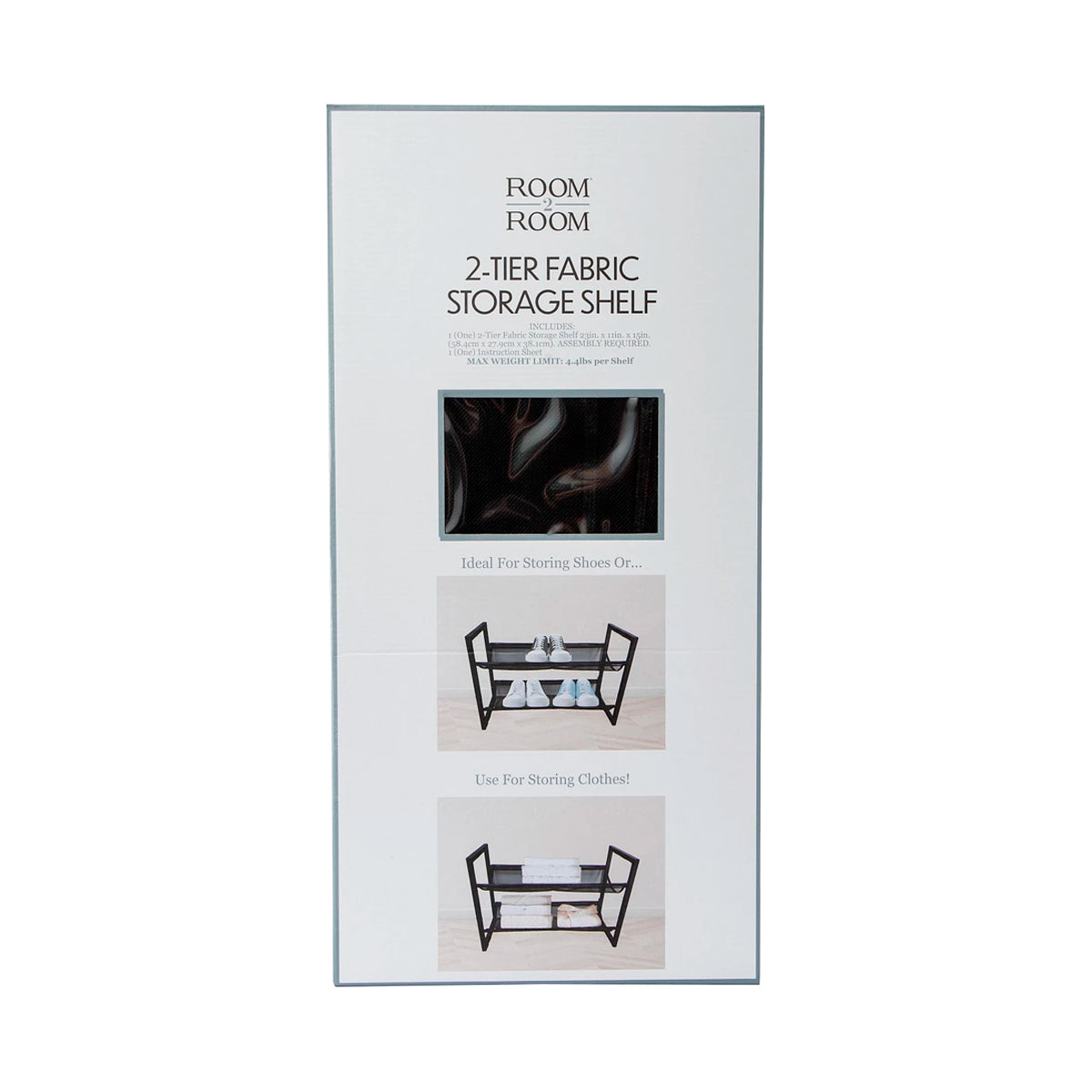 Estante de Almacenamiento de Tela de 2 Niveles, Room2Room, Color Negro