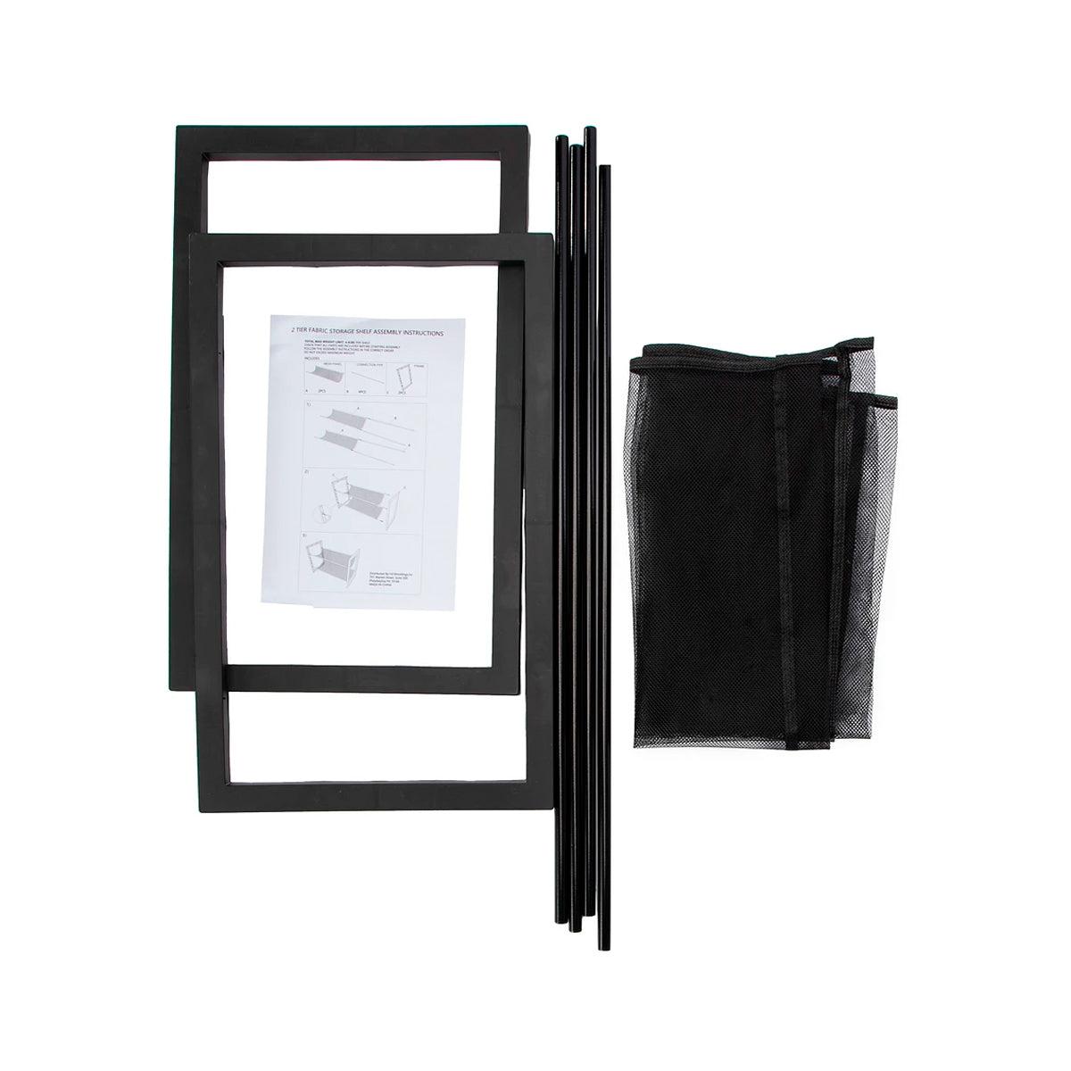Estante de Almacenamiento de Tela de 2 Niveles, Room2Room, Color Negro