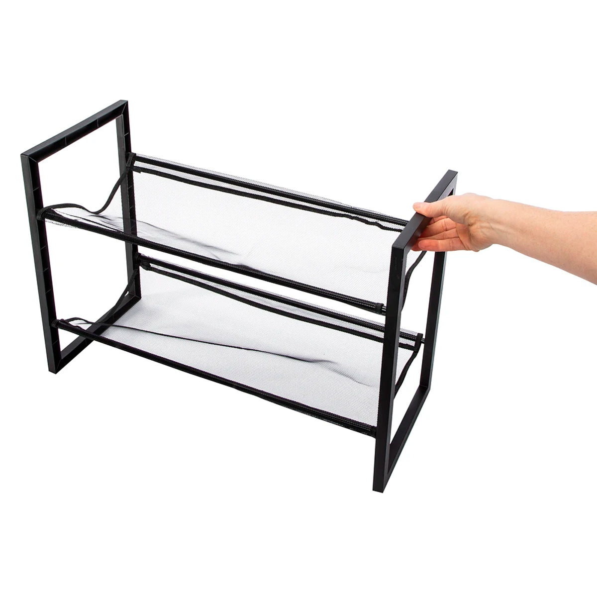 Estante de Almacenamiento de Tela de 2 Niveles, Room2Room, Color Negro