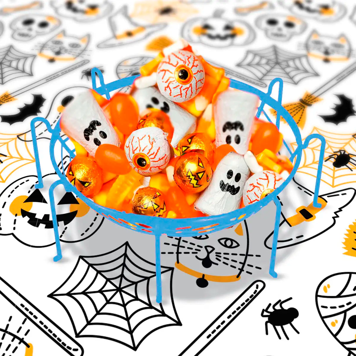 Bowl, Diseño de Telaraña y Arañas, Color Azul