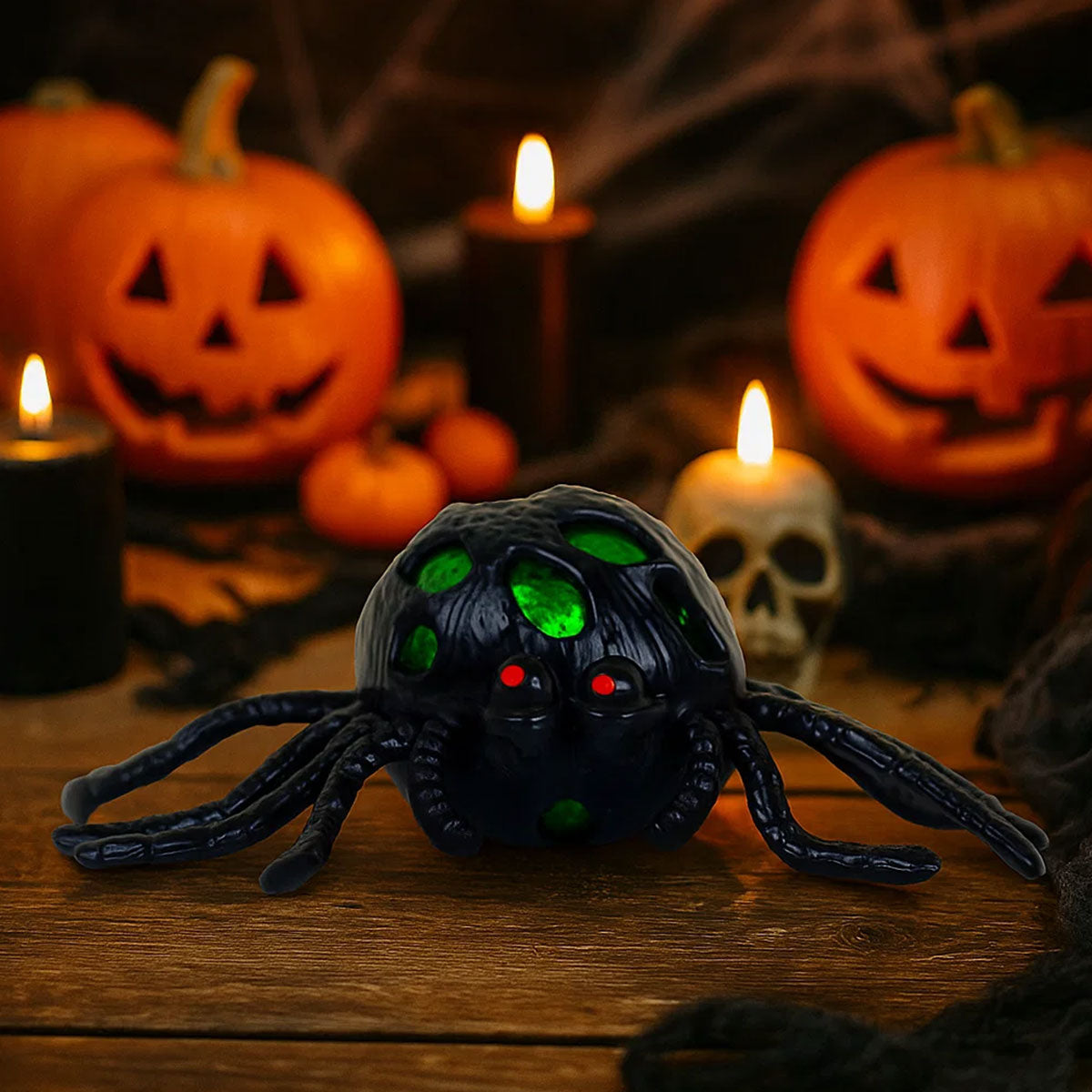 Araña, Pelota Antiestrés, Ojos Color Verde