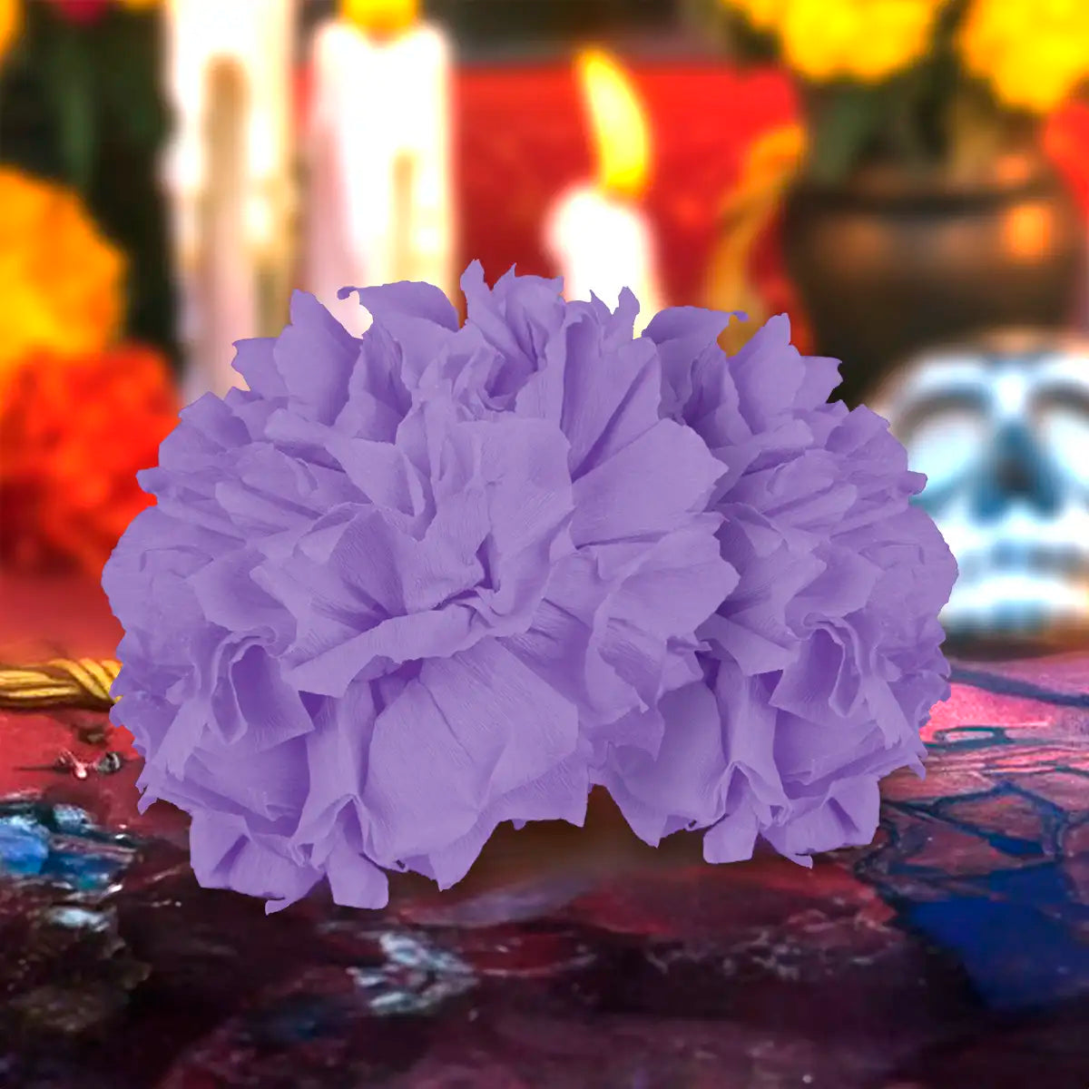 Cempasúchil de Papel China, 2 pzas, Color Morado