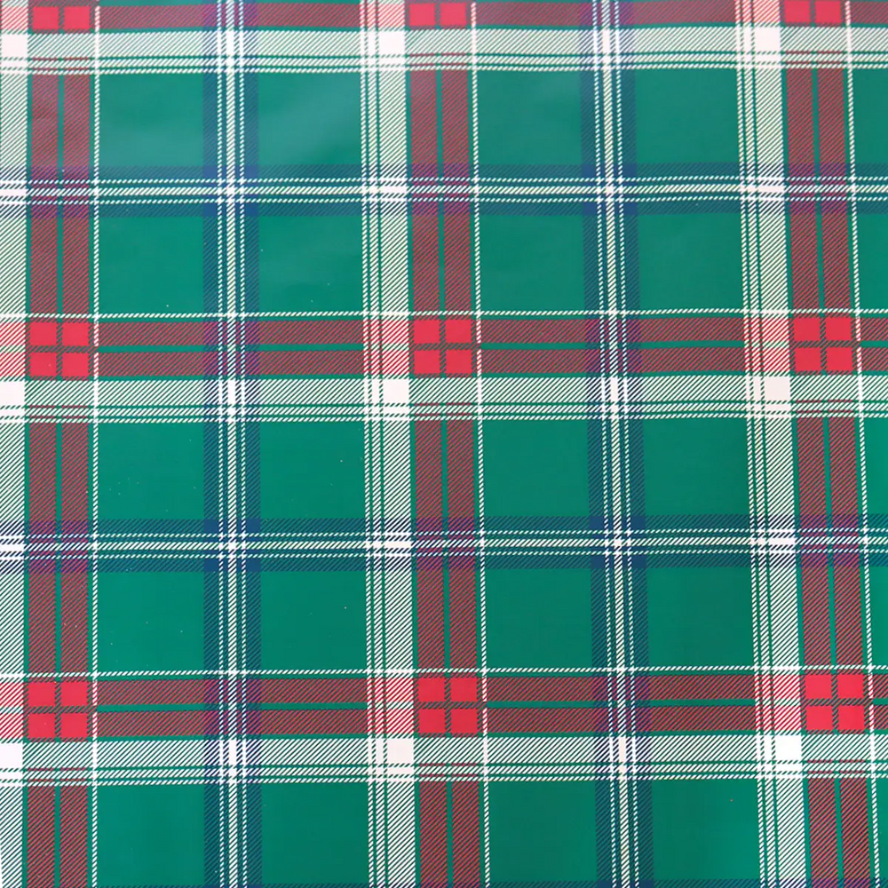 Papel para Envolver Regalos Navideño, Diseño Cuadros, Color Verde
