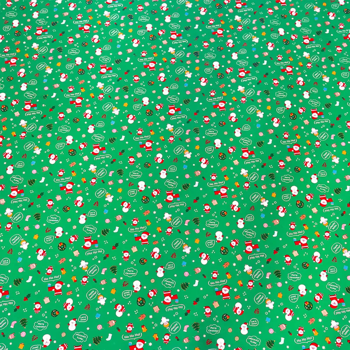 Papel para Envolver Regalos Navideño, Personajes, Color Verde
