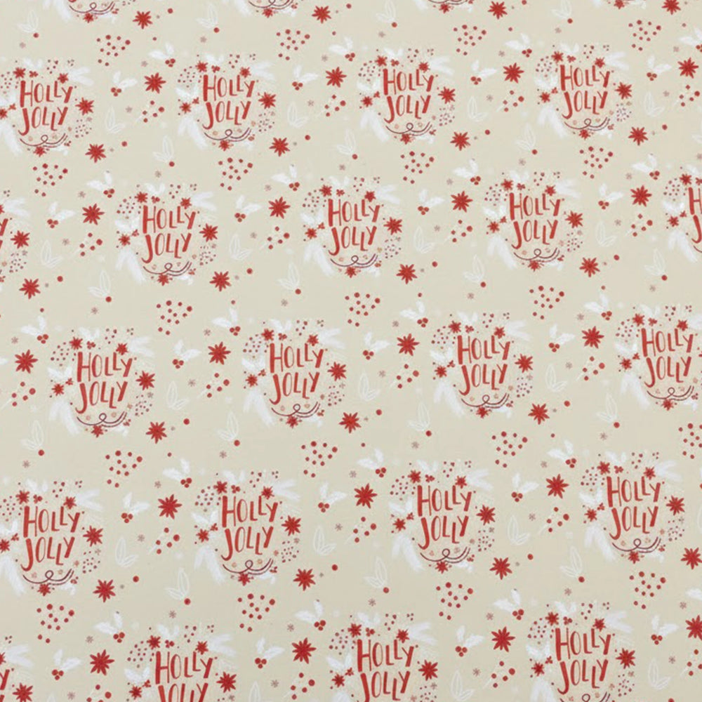 Papel para Envolver Regalos Navideño, Diseño Holly Jolly