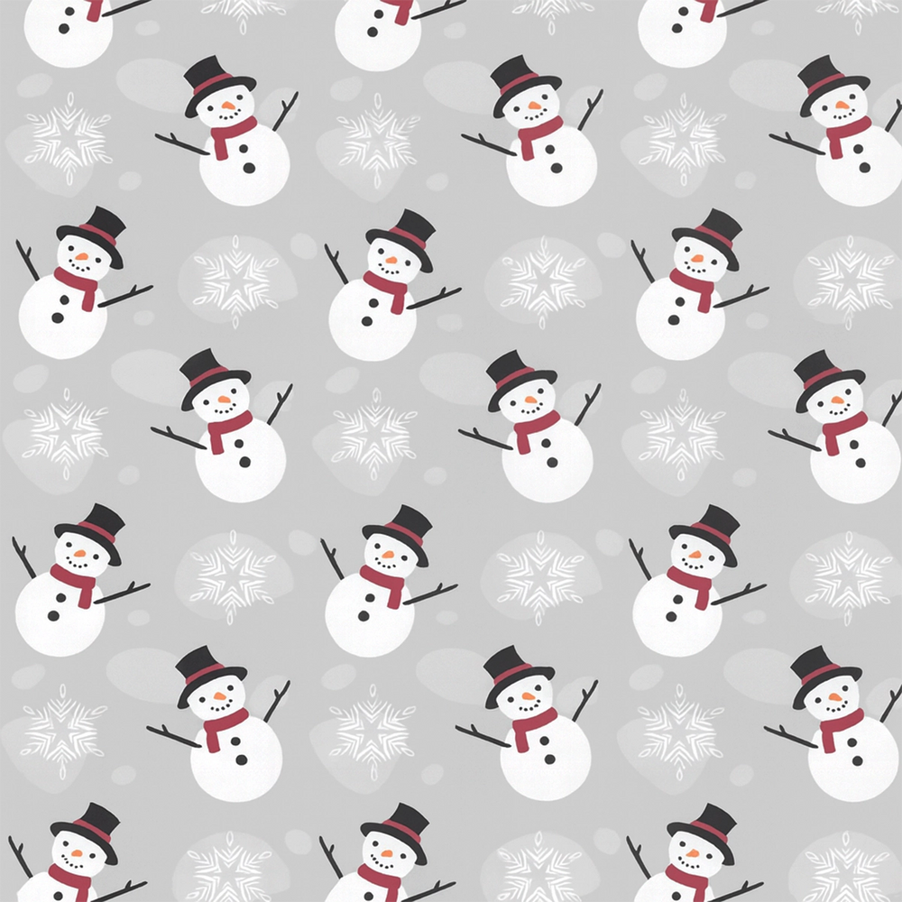 Papel Navideño para Envolver Regalos, Muñecos de Nieve, Color Plata