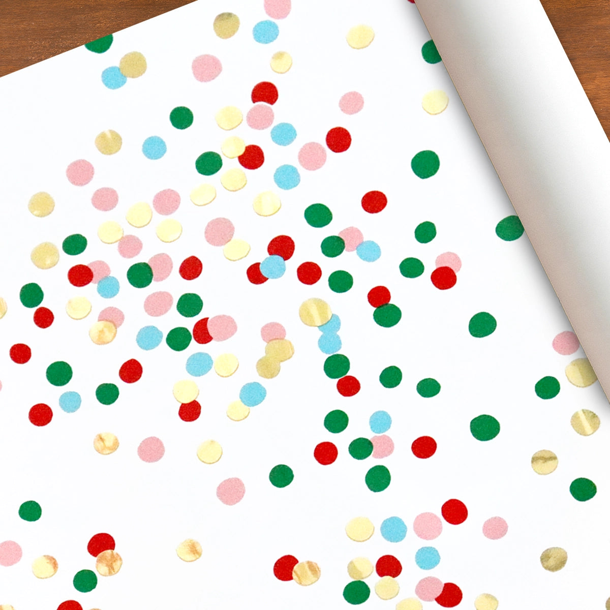 Papel Navideño para Envolver Regalos, Confeti
