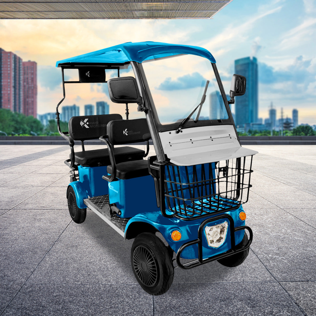Kiwo, Vehículo Eléctrico con Techo, Modelo BTY001, Color Azul Metálico