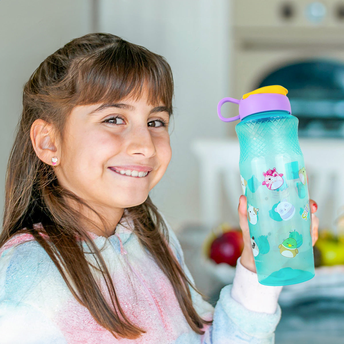 Botella de Agua con Dibujos Animados, Color Aqua, 880 ml