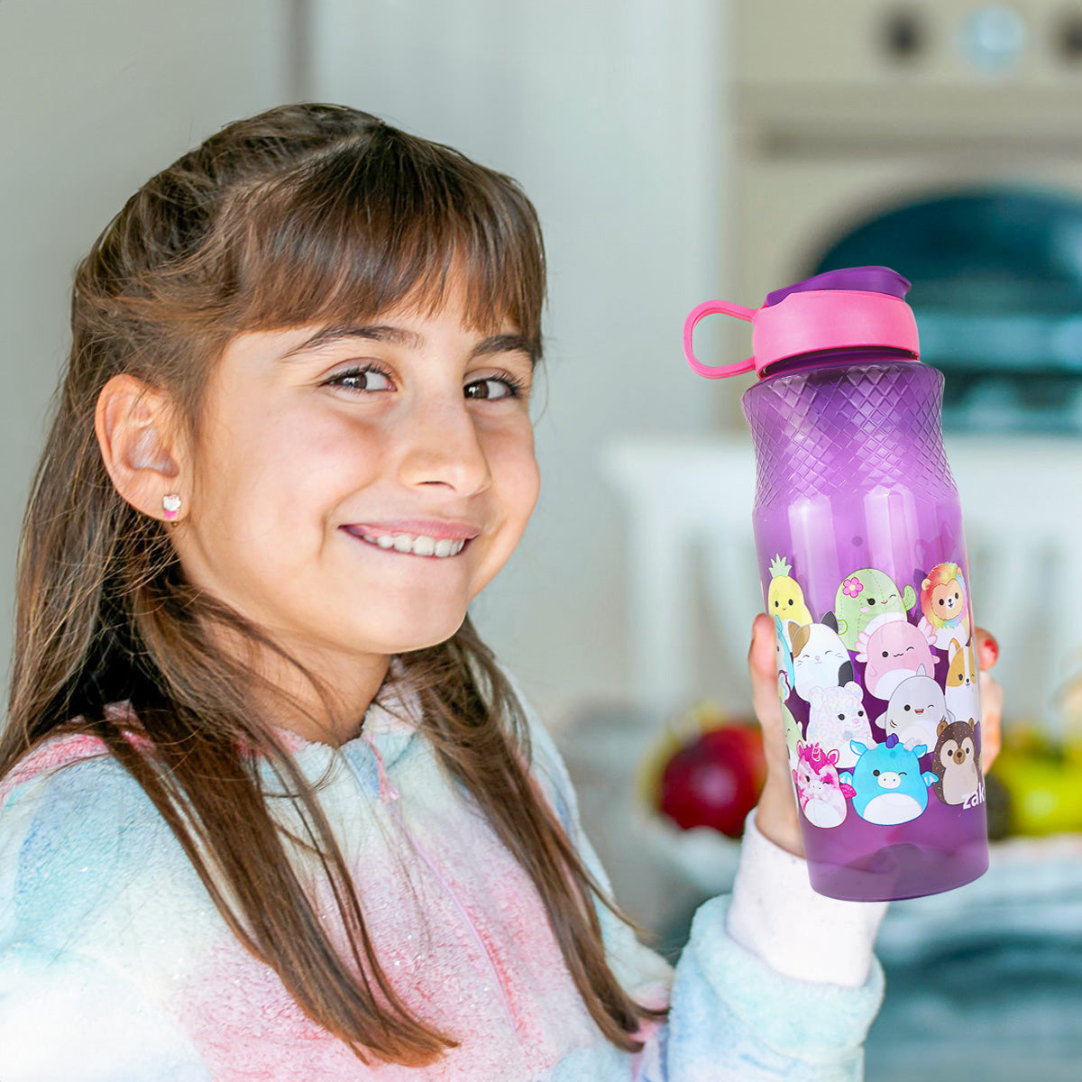 Botella de Agua con Dibujos Animados, Color Morado, 880 ml