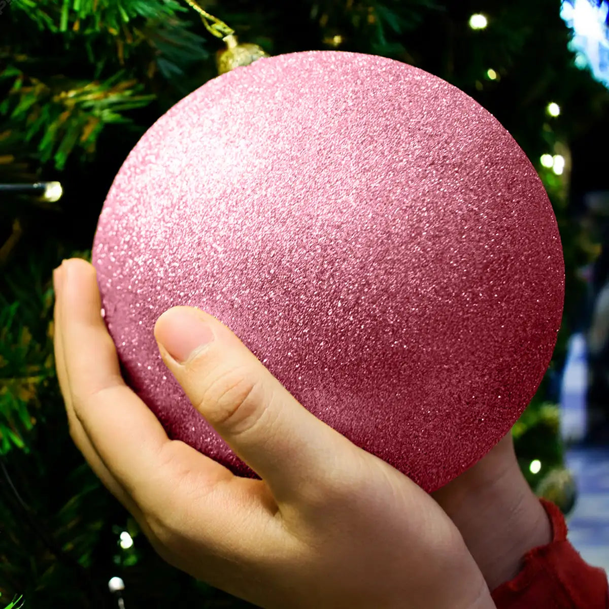 Esfera Jumbo Navideña, Glitter, Color Vino