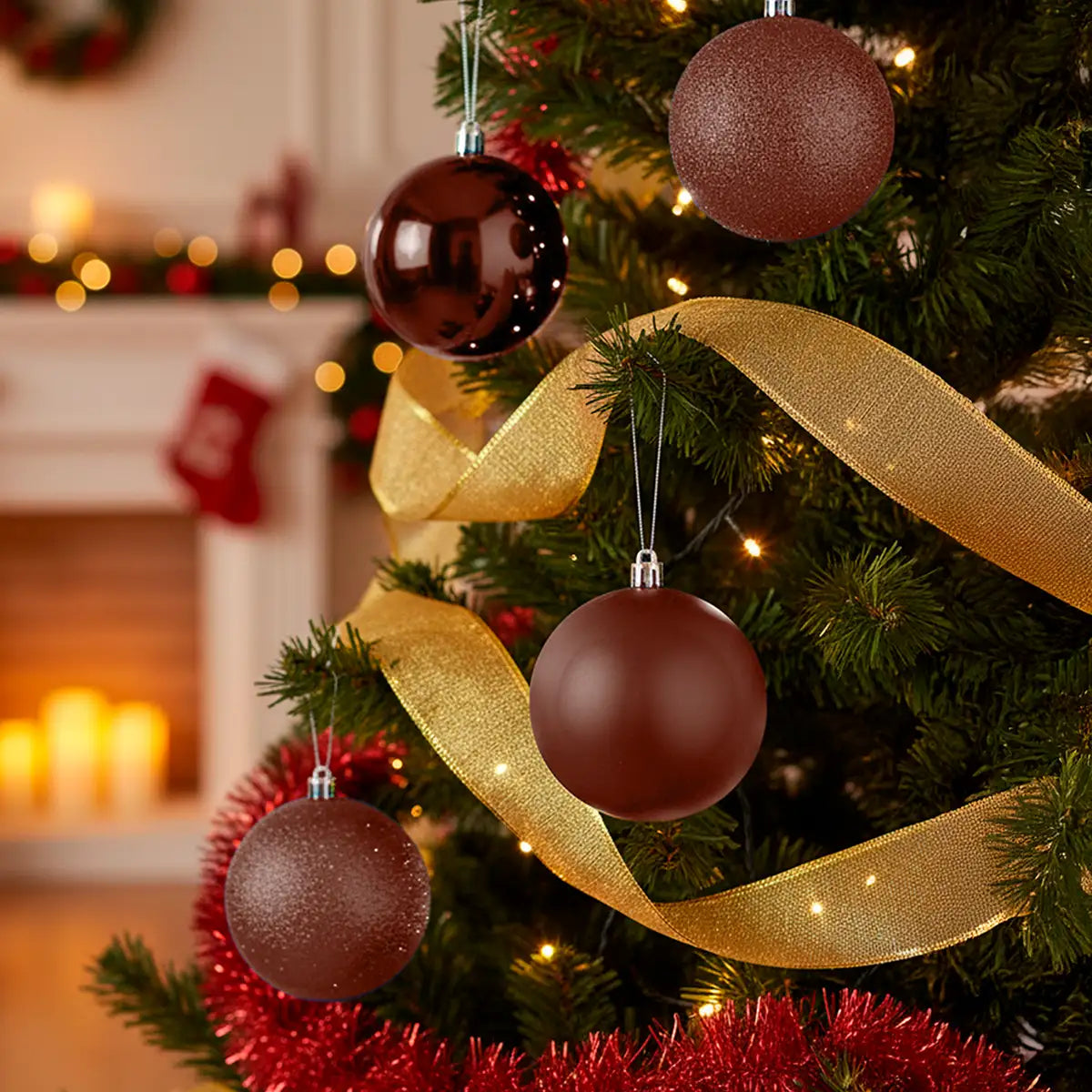 Set de Esferas Navideñas, Color Cobre, 4 pzas