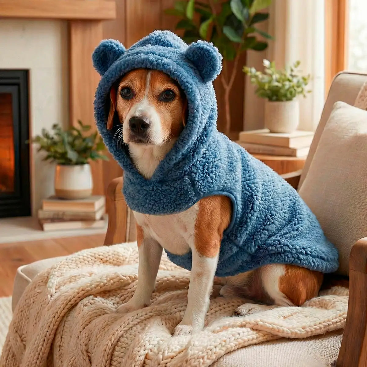 Chaleco de Peluche para Mascota, Color Azul