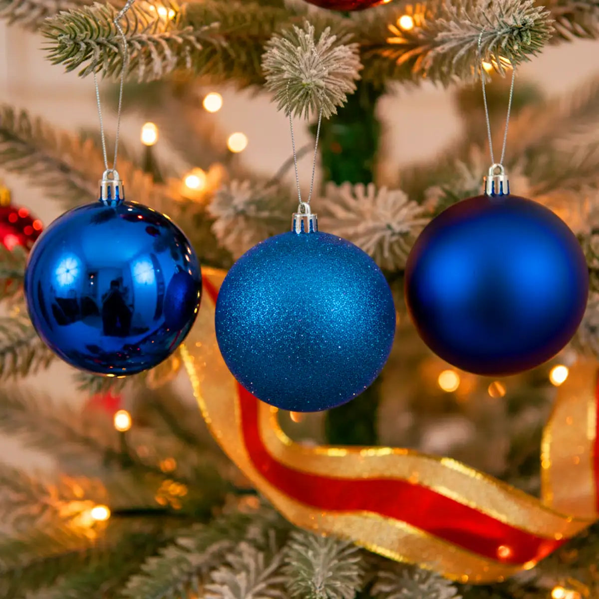 Set de Esferas Navideñas, Color Azul, 3 pzas