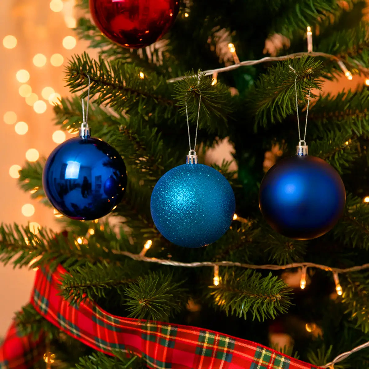 Set de Esferas Navideñas, Color Azul, 3 pzas