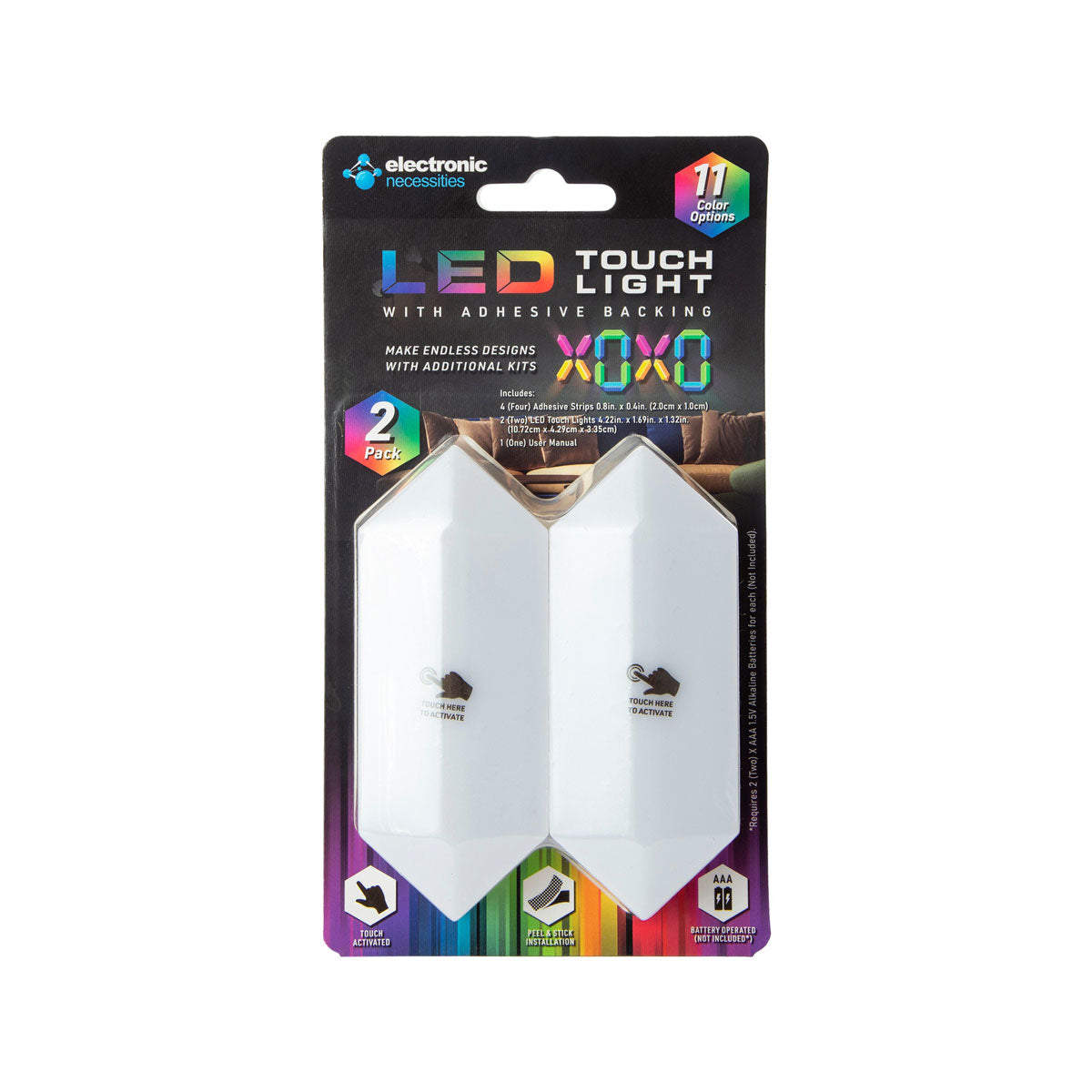 Paquete de 2 Luces LED Táctiles Multicolor de Hexágono Largo