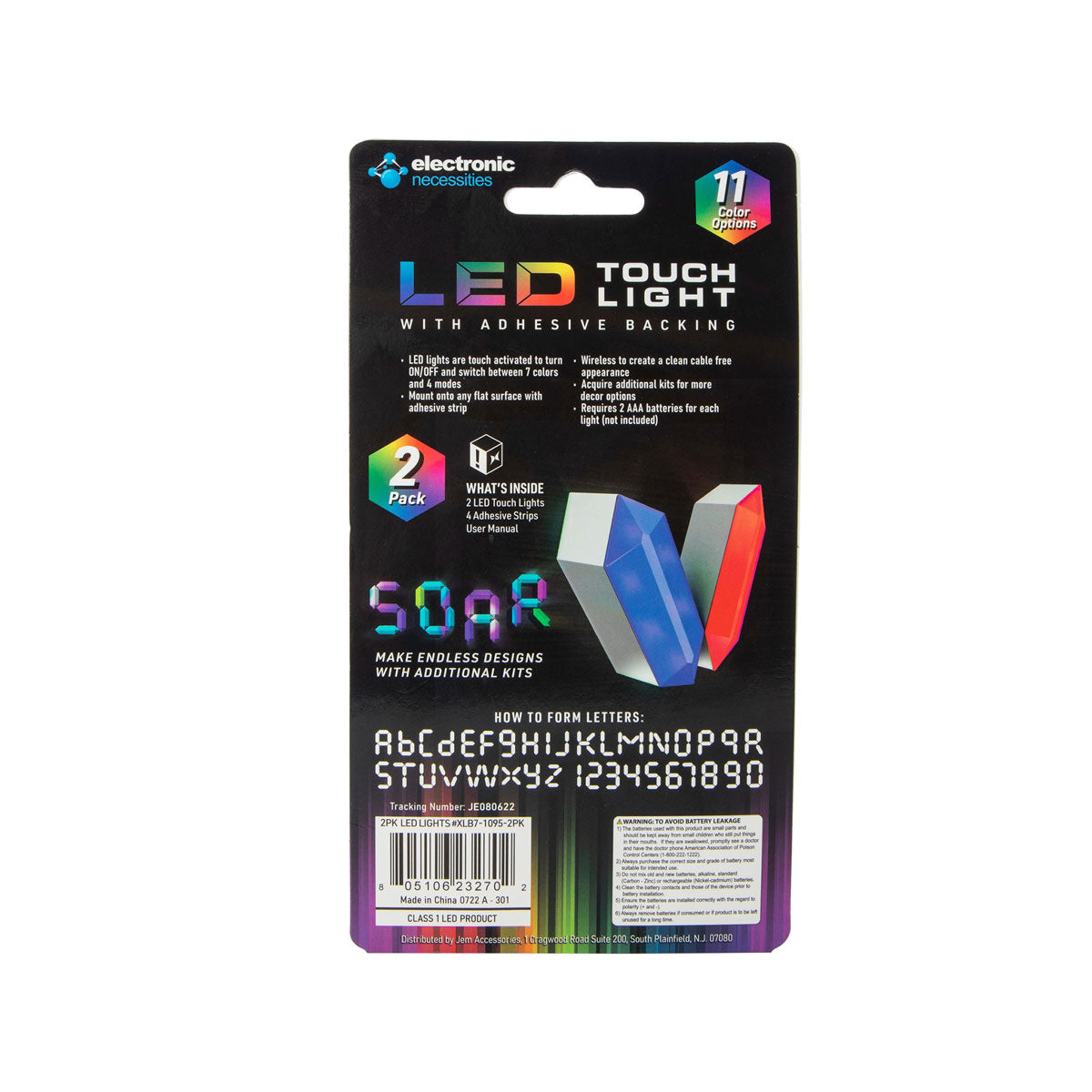 Paquete de 2 Luces LED Táctiles Multicolor de Hexágono Largo