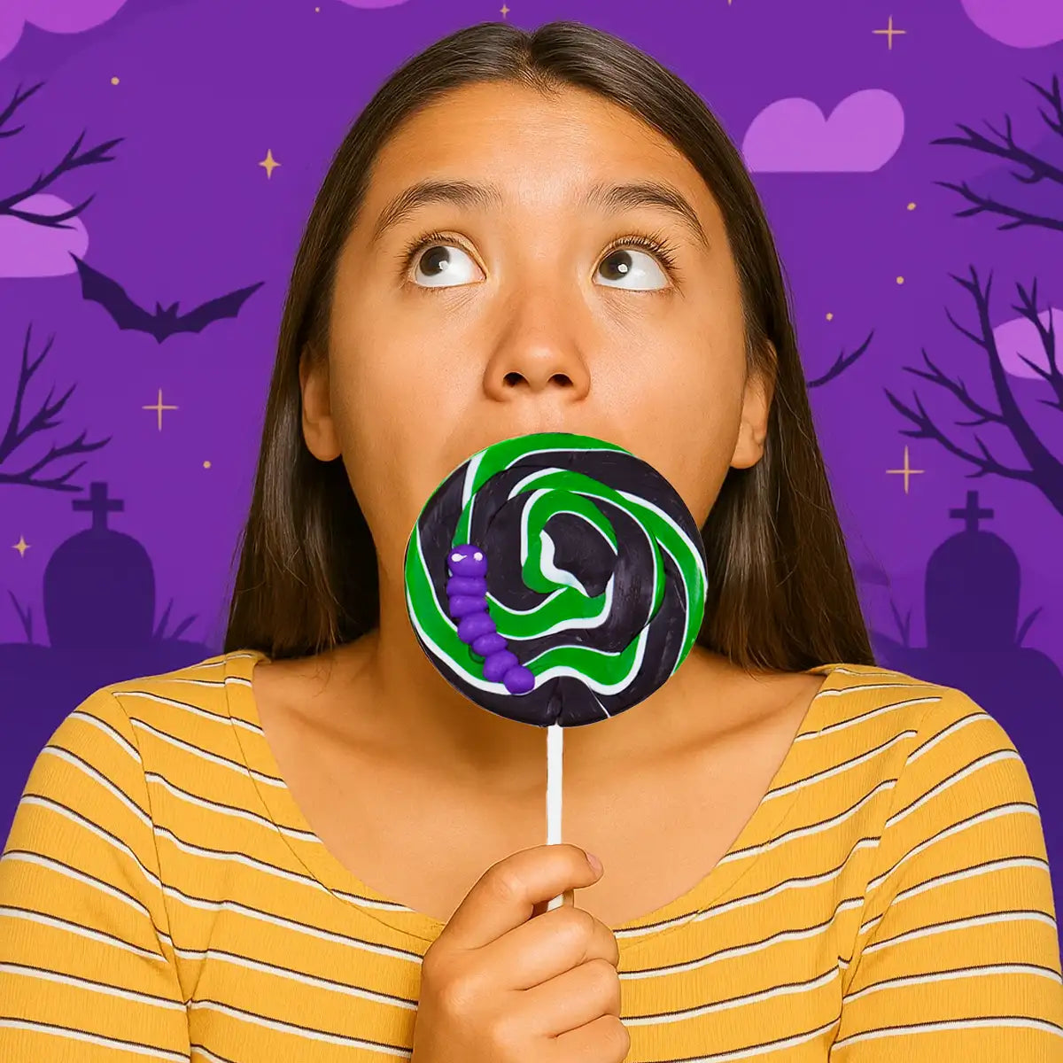 Paleta de Caramelo, Araña, Color Verde, Halloween