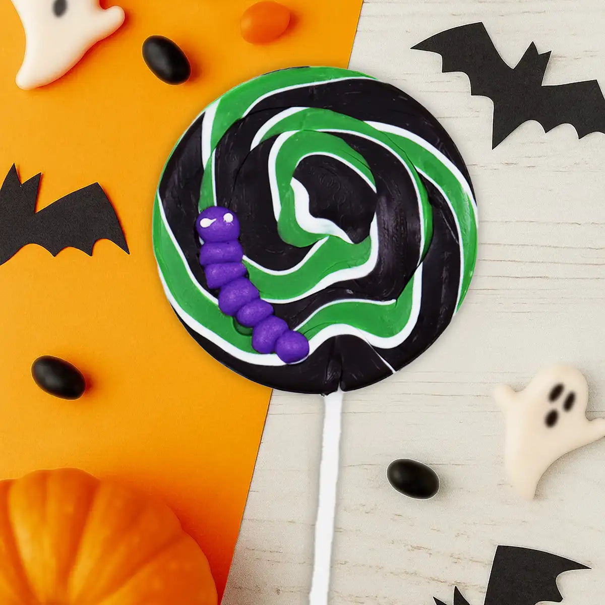 Paleta de Caramelo, Araña, Color Verde, Halloween