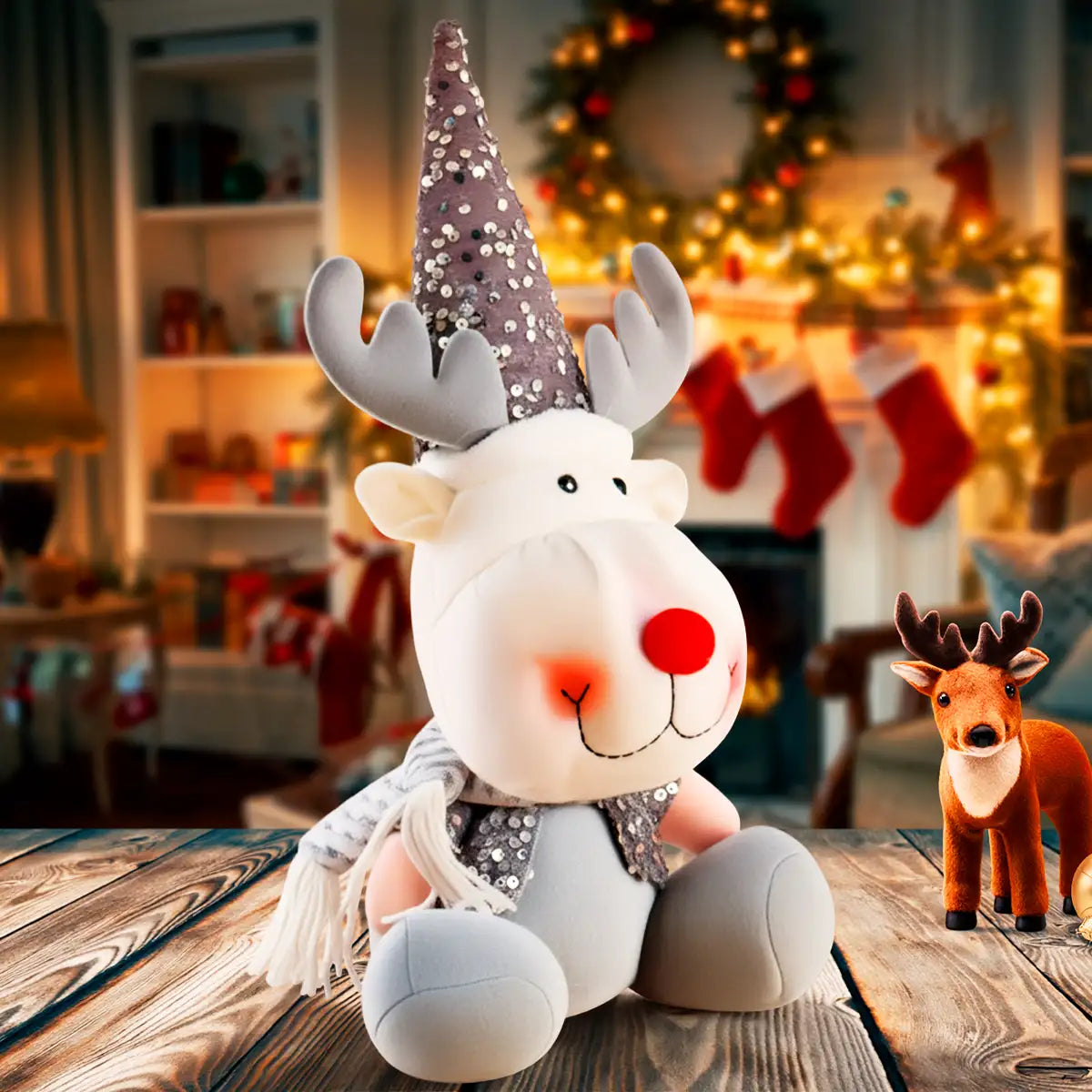 Reno de Peluche, 40 cm, Color Gris