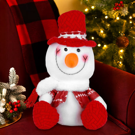 Snowman de Peluche, 40 cm, Color Rojo