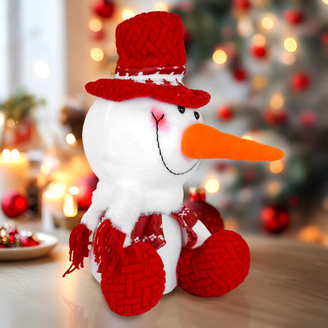Snowman de Peluche, 40 cm, Color Rojo