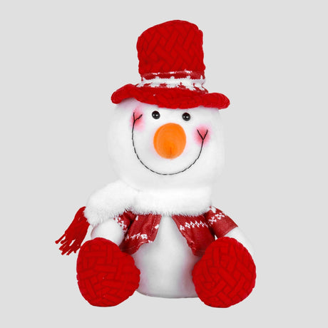 Snowman de Peluche, 40 cm, Color Rojo