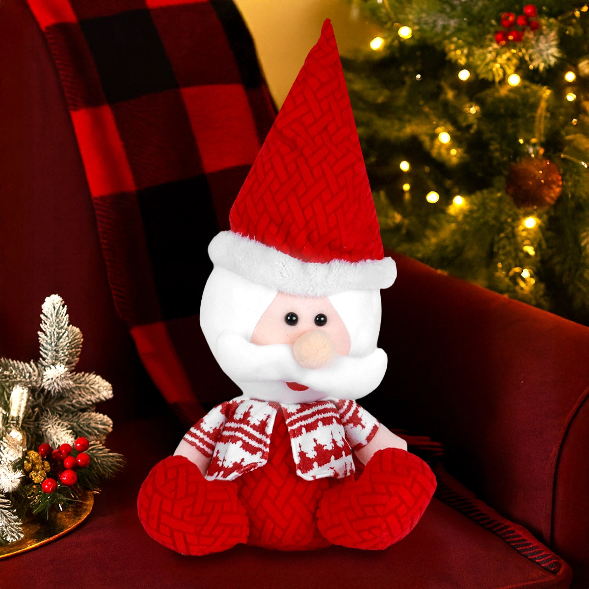 Santa Claus de Peluche, 40 cm, Color Rojo