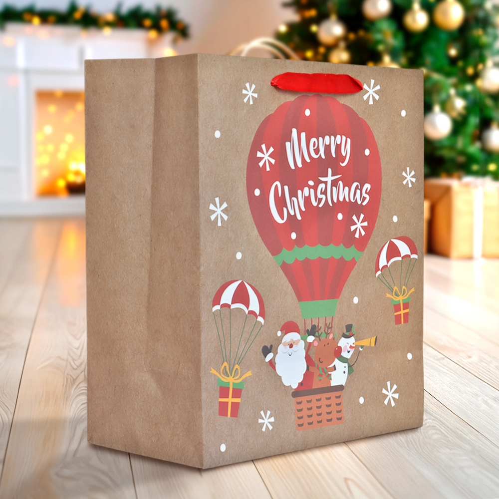 Bolsa de Regalo Navideña, Detalles Brillantes, Personajes Navideños