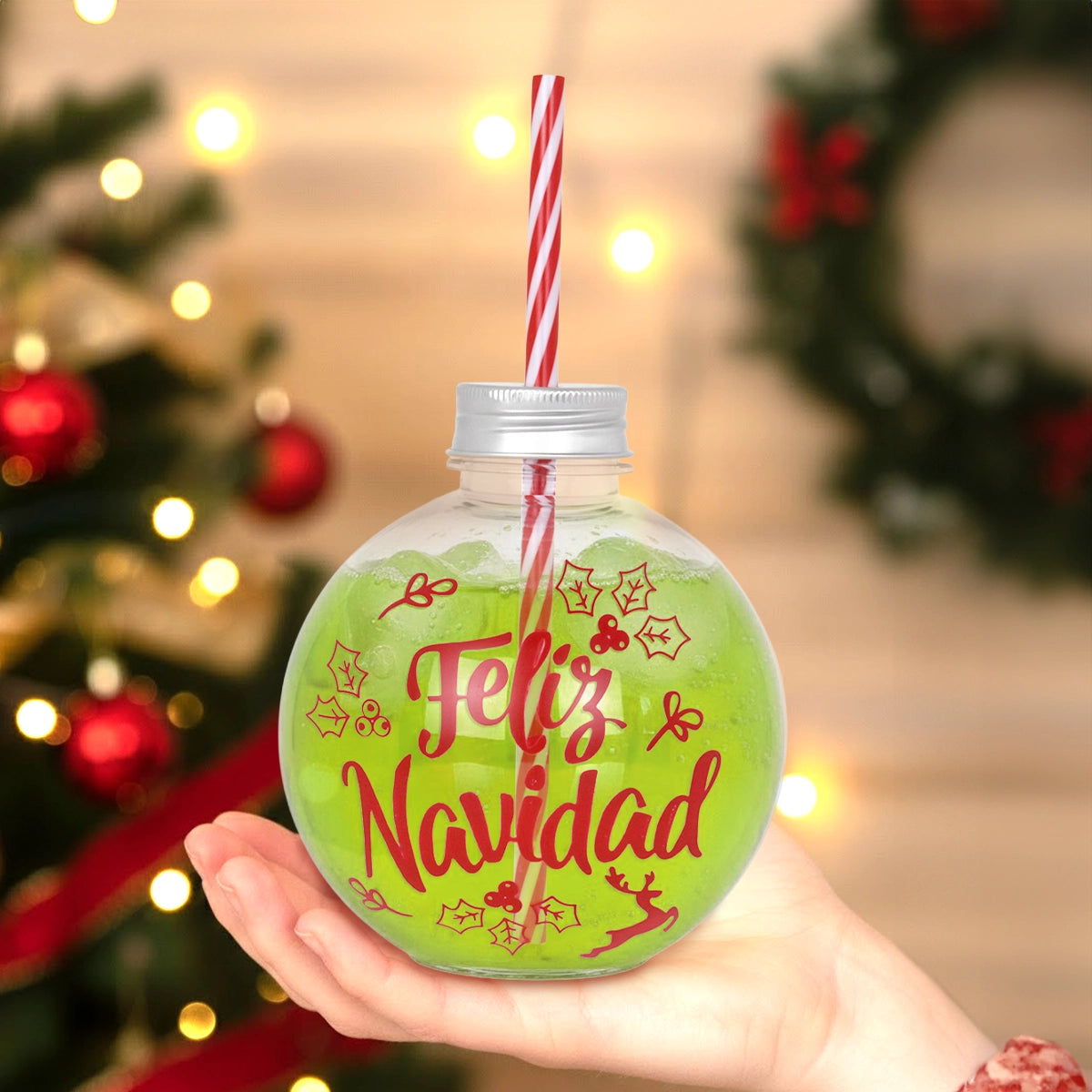 Esfera, Vaso de Plástico "Feliz Navidad"