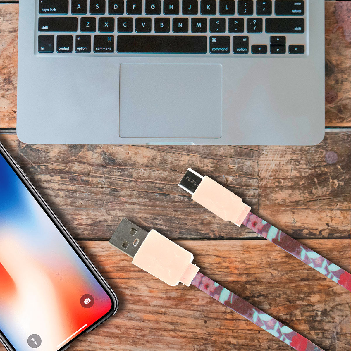 Cable USB Tipo C, Diseño Flores