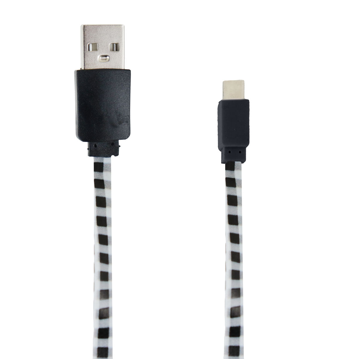 Cable USB Tipo C, Diseño Cuadros Blanco y Negro