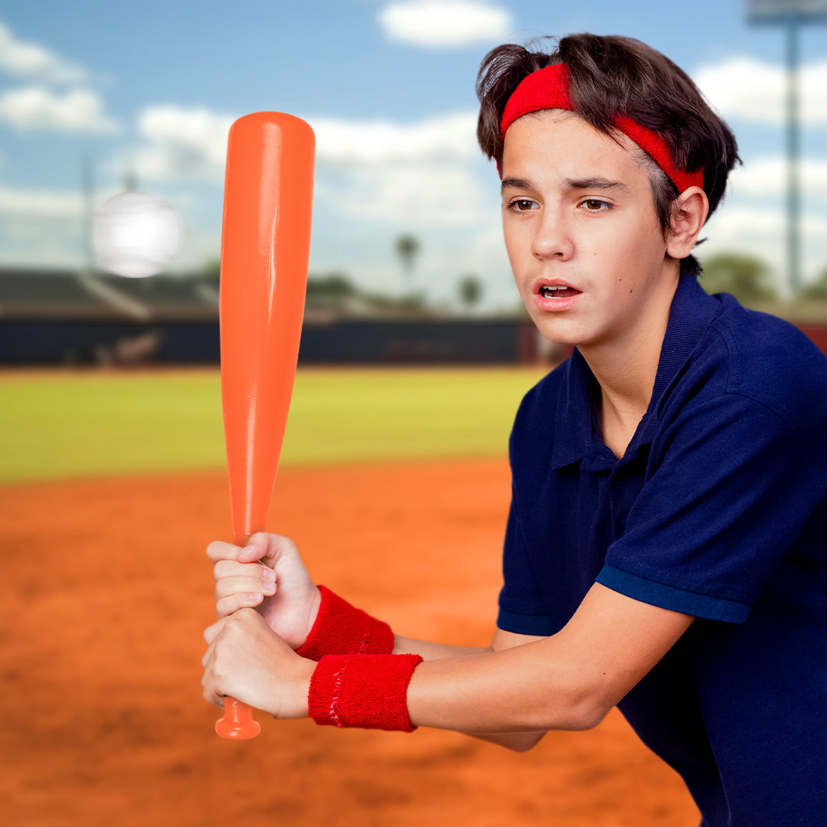 Bate de Béisbol con Pelota de Juguete, Color Naranja