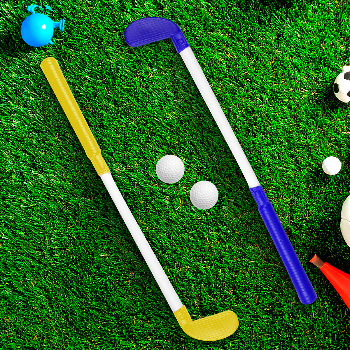 Palos de Golf de Juguete, 4 pzas, Color Amarillo y Azul