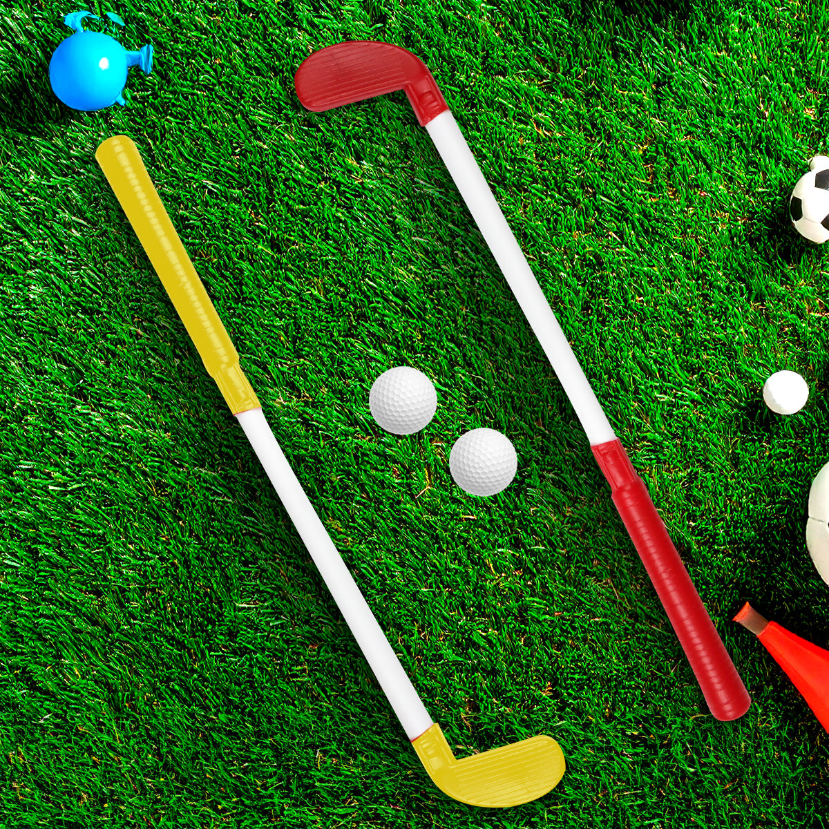 Palos de Golf de Juguete, Plástico, 4 pzas, Color Amarillo y Rojo