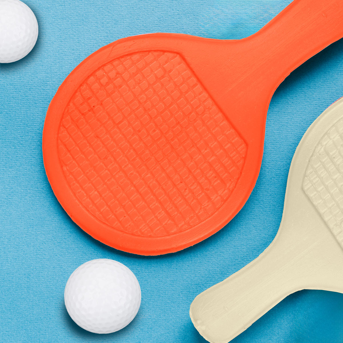 Set de Raquetas de Ping Pong con Pelotas, Color Beige y Naranja, 4 pzas