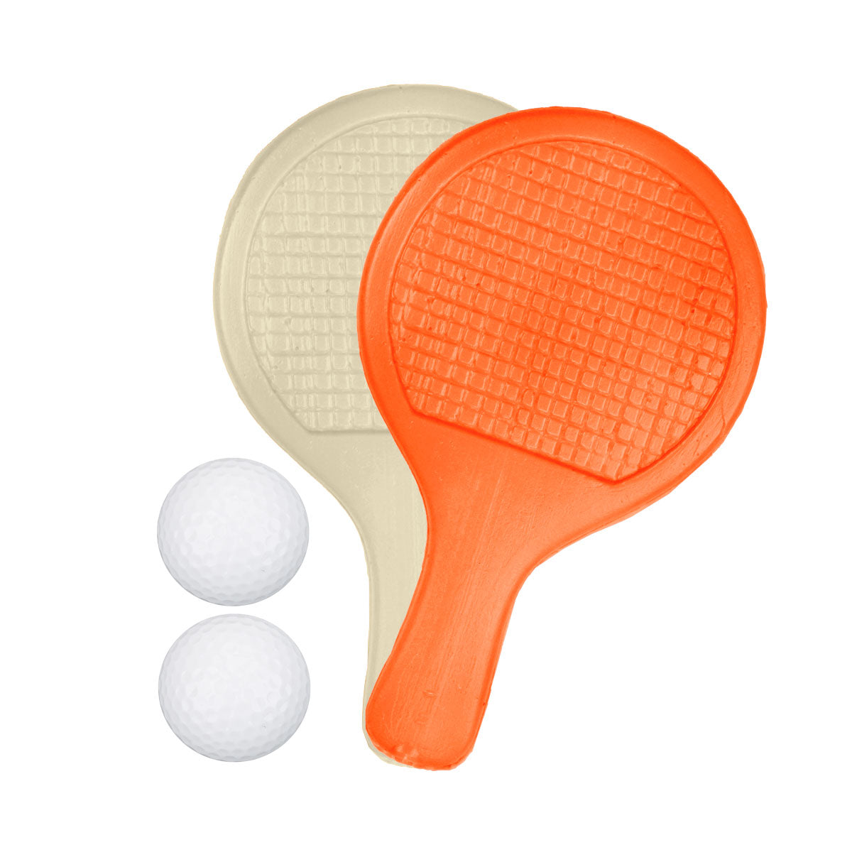 Set de Raquetas de Ping Pong con Pelotas, Color Beige y Naranja, 4 pzas
