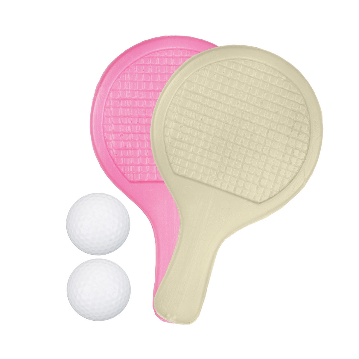 Set de Raquetas de Ping Pong con Pelotas, Color Rosa y Beige, 4 pzas