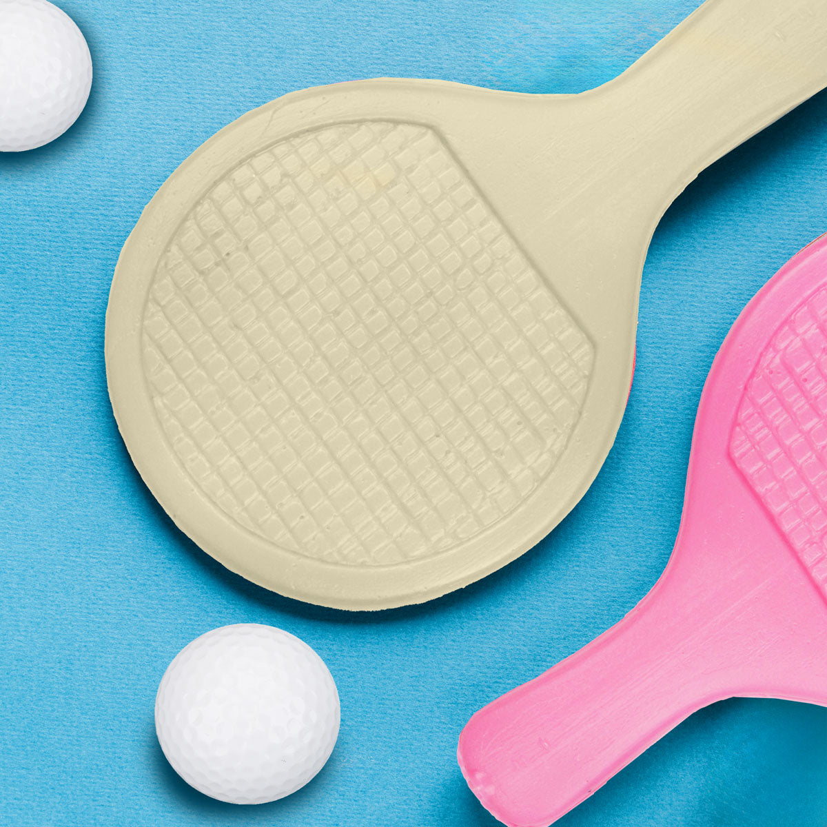 Set de Raquetas de Ping Pong con Pelotas, Color Rosa y Beige, 4 pzas