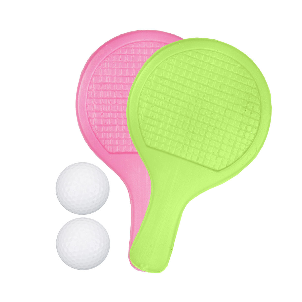 Set de Raquetas de Ping Pong con Pelotas, Color Rosa y Verde, 4 pzas