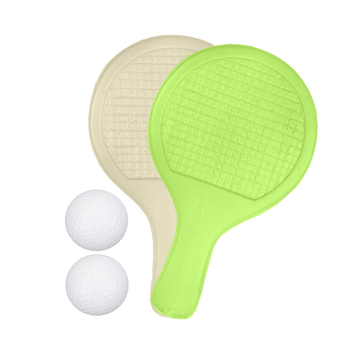Set de Raquetas de Ping Pong con Pelotas, Color Beige y Verde, 4 pzas