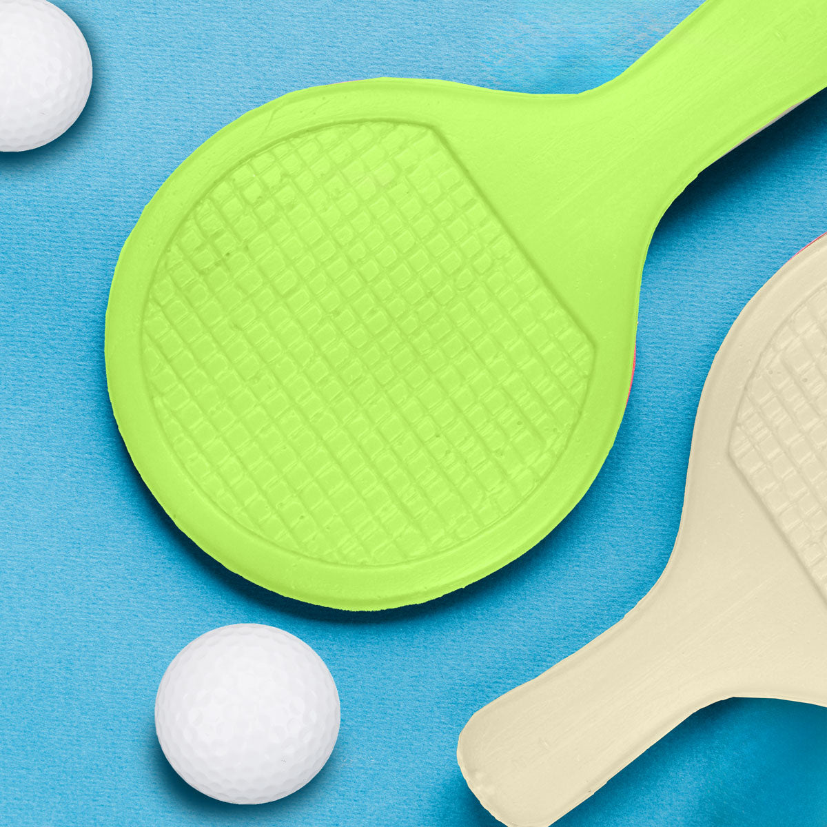 Set de Raquetas de Ping Pong con Pelotas, Color Beige y Verde, 4 pzas