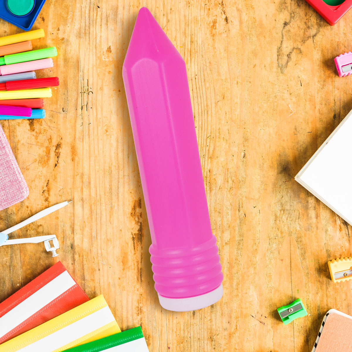 Lapicera de Plástico, Diseño Lápiz, Color Fucsia