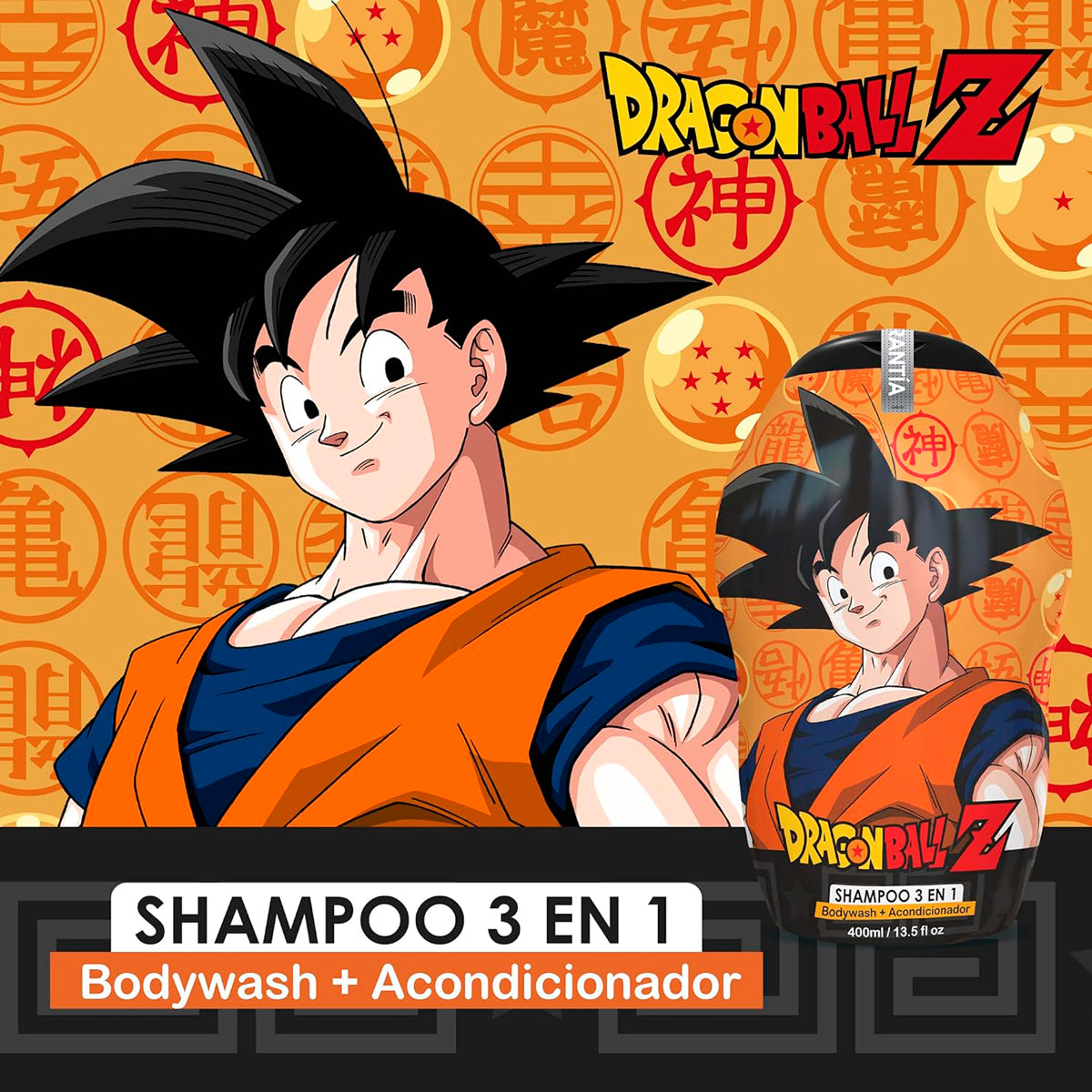 Shampoo 3 en 1, Bodywash + Acondicionador, Dragon Ball Z