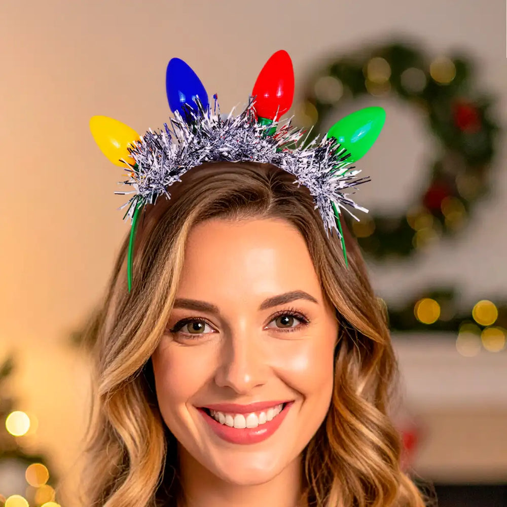 Diadema Navideña, Luces, Color Plata