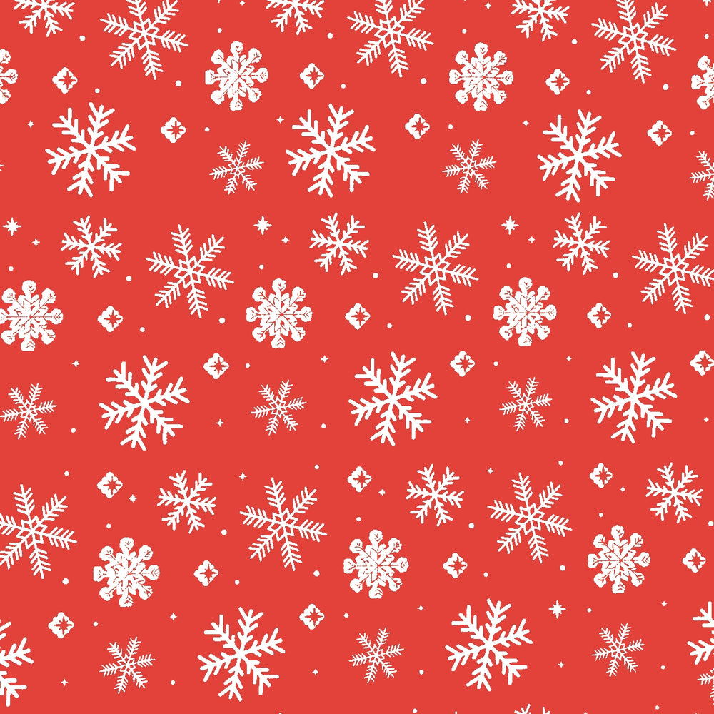 Mantel Navideño, Diseño Copos, Color Rojo