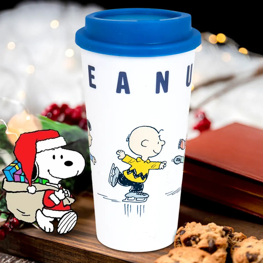 Termo, Diseño Navideño, Peanuts, Color Azul, 473 ml