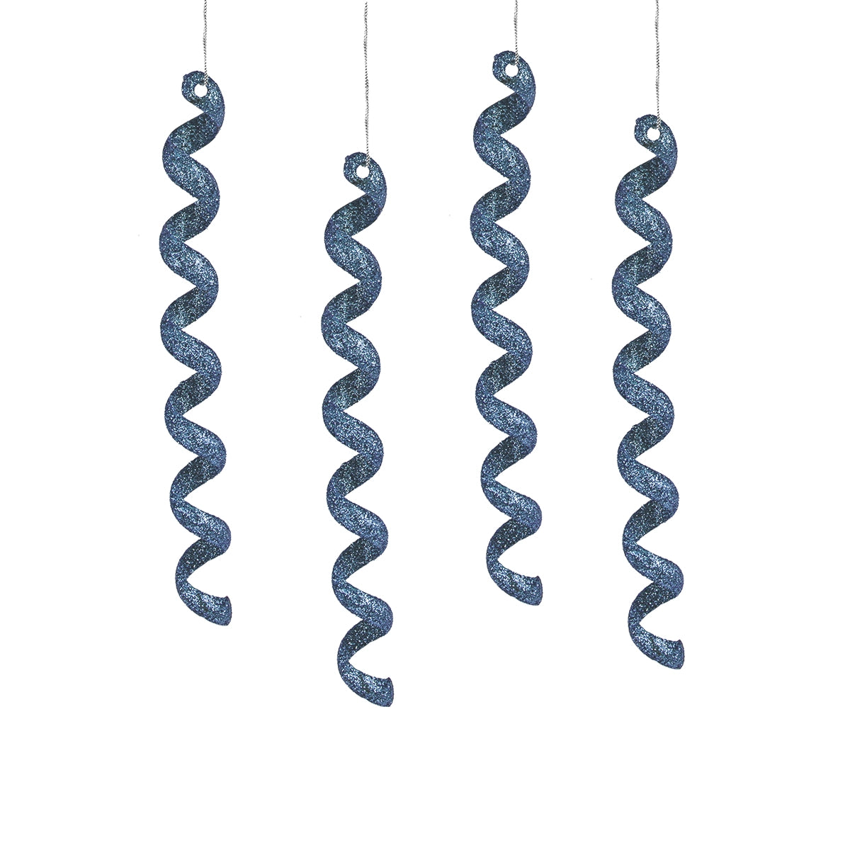 Ornamentos Navideños, Espiral, Color Azul, 4 pzas