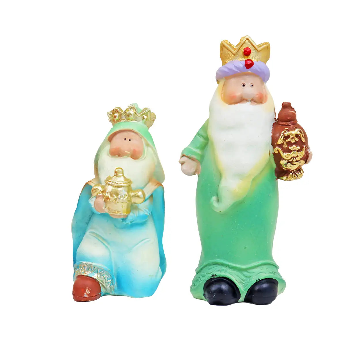 Figura Navideña de Cerámica, Reyes Magos, 4 pzas